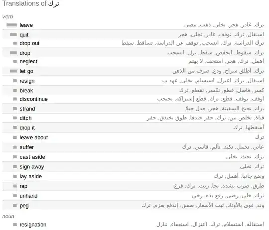 Google Translate results for ترك
