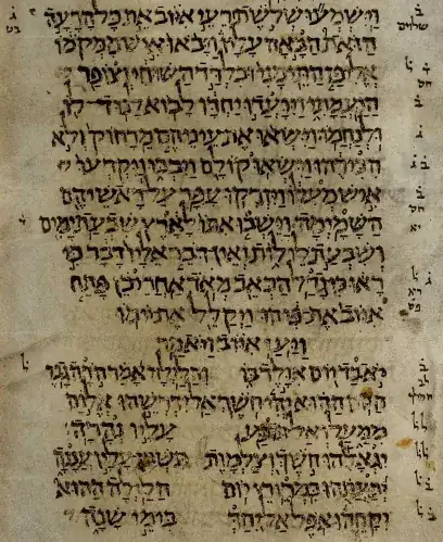 aleppo codex showing job 2:11 - 3:6