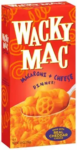 "Wacky Mac Macaroni + Cheese Dinner!" box