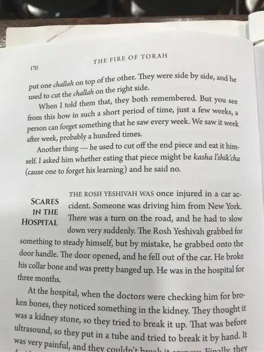 Rabbi Heinemans story printed in The Fire of Torah page 170