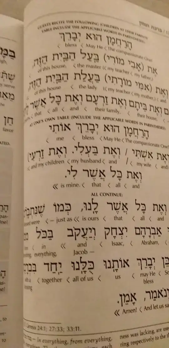 relevant page of the Artscroll Simchat Yehoshua Sabbath and Festival Interlinear Siddur