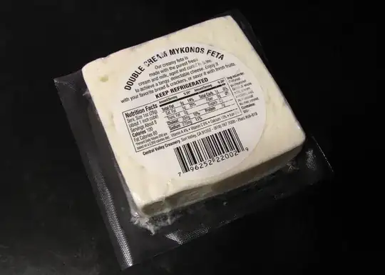 DOUBLE CREAM MYKONOS FETA. Ingredients: Cultured pasteurized Grade A whole milk, cream, calcium, salt, non-animal Kosher rennet. Contains: Milk.