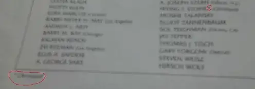Picture of a list of names, one of which has an asterisk next to it. There is a matching asterisk on the bottom of the page, next to the word, "Deceased."