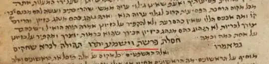 Image of manuscript showing parshah name