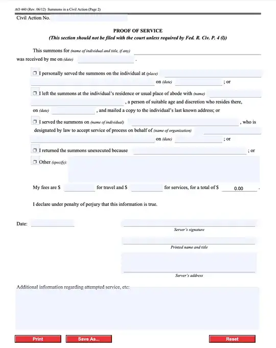 federal proof of service form