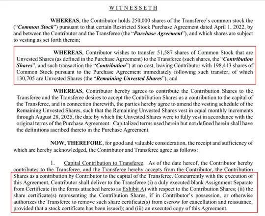 Transfer Wording