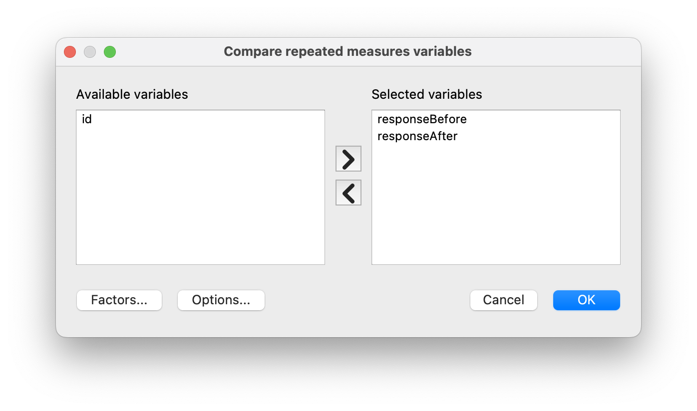 Repeated measures analysis of the AGPP data in CogStat.