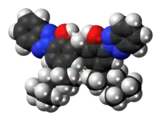 Space-filling model of the bisoctrizole molecule