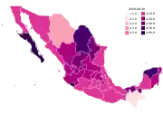 Active cases per 100,000 inhabitants by state (as of August&nbsp;10, 2020[update])