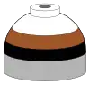 Illustration of cylinder shoulder painted in brown, black and white bands for a mixture of helium, nitrogen and oxygen