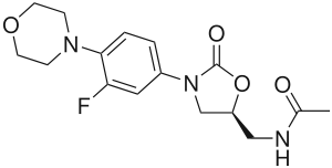 Skeletal formula of linezolid