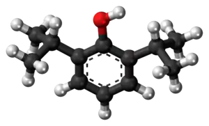 Ball-and-stick model of propofol