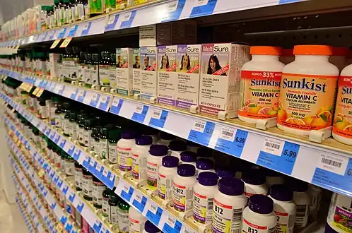 Pharmacies and supermarkets in the U.S. sell a large variety of vitamin dietary supplements.