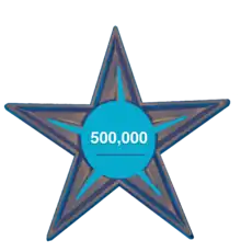 Star with the text "500,000"