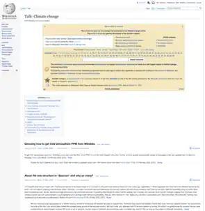 A screenshot showing the design of desktop web talk pages as of 8 July 2022.