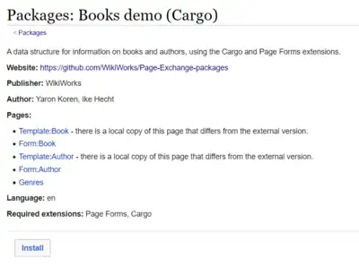 The interface to install a package