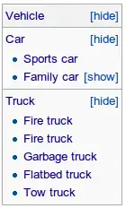Example view of a sidebar menue