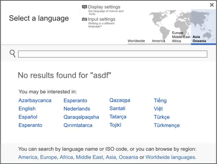 Message to show when no results are found for search.