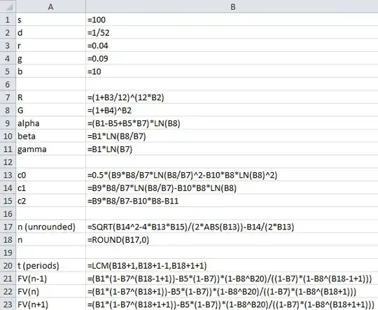 Spreadsheet formulae