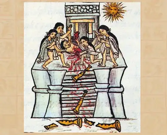 Picture of the breaking of the flutes from Sahagún's Codex Florentine