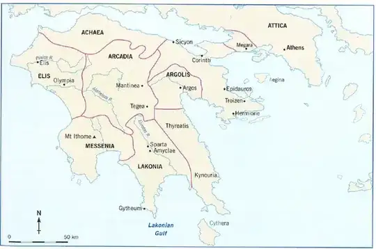 Peloponnesos map