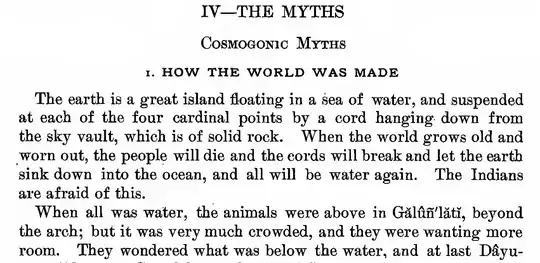 Cherokee Cosmogonic Myths, part of page 239, How the world was made