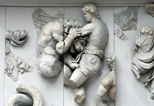 Aether in battle with a lion-headed giant - Pergamon Museum