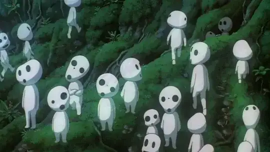 screenshot from Princess Mononoke depicting kodama