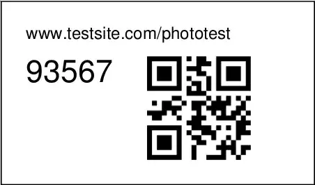 a  business card sized slip with a URL, a unique alphanumeric code, and a matching QR code printed on it