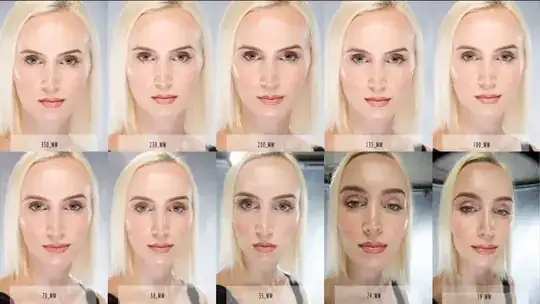sequence of portraits showing perspective distortion