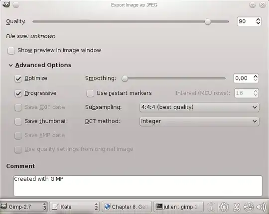 GIMP JPEG Export dialog