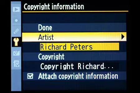 Nikon Copyright Info
