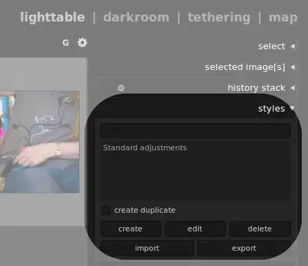 Darktable's lighttable style module