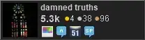 profile for damned truths on Stack Exchange, a network of free, community-driven Q&A sites
