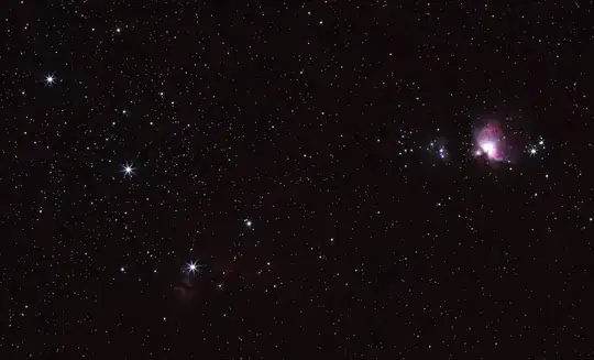 Diffraction Spikes seen on the brighter stars in this image captured at f/10
