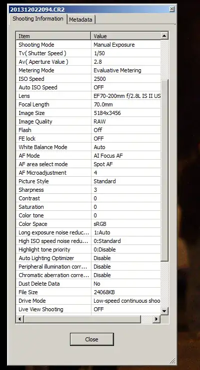 EXIF screen grab DPP