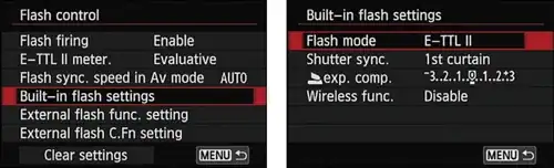 flash settings