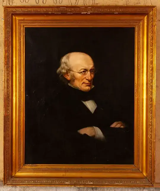 Portrait with glare on wooden frame