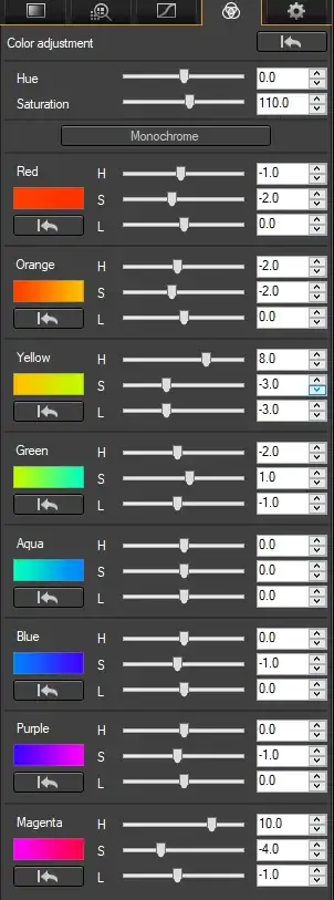 HSL adjustments