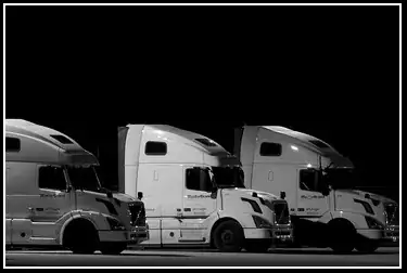 Black and White image of trucks