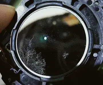 This is one of the affected lens elements from inside my FujiFilm lens