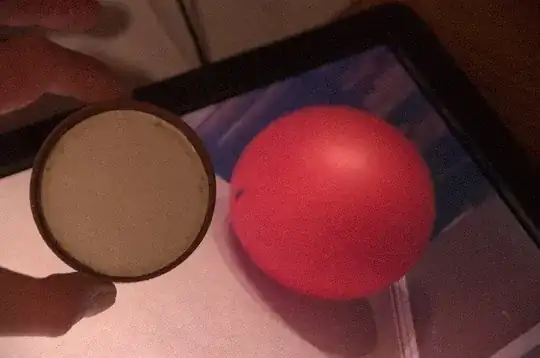 Skewed photograph of ball photographed at the "correct" angle