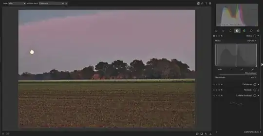 Histogram in darktable before adjustment