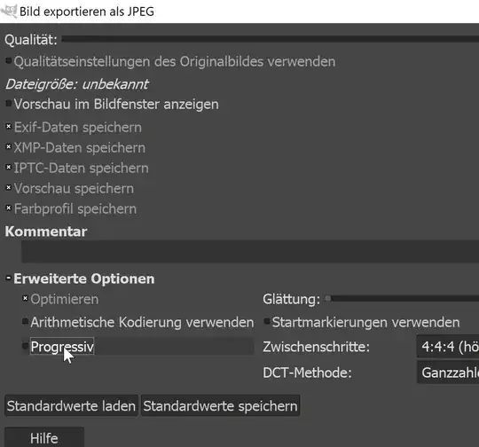 photo export dialogue for JPEG