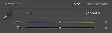 Screenshot from Lightroom's White balance tool
