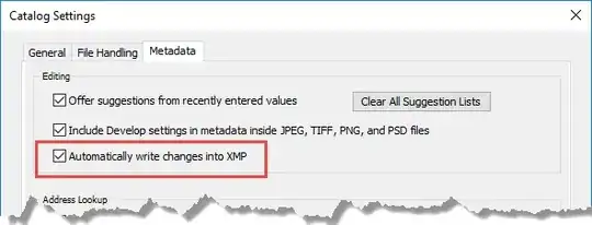 Metadata settings for catalog in Lightroom