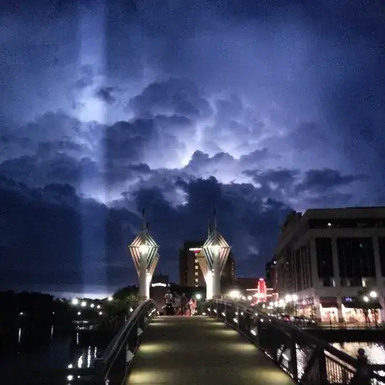 lightning storm with bright line