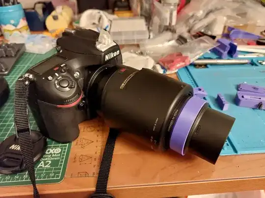camera with 3D printed extension tube