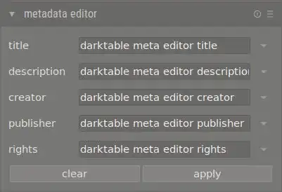 darktable metadata editor