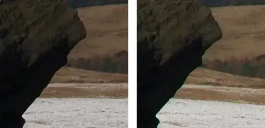 two photo's illustrating corrected parallax
